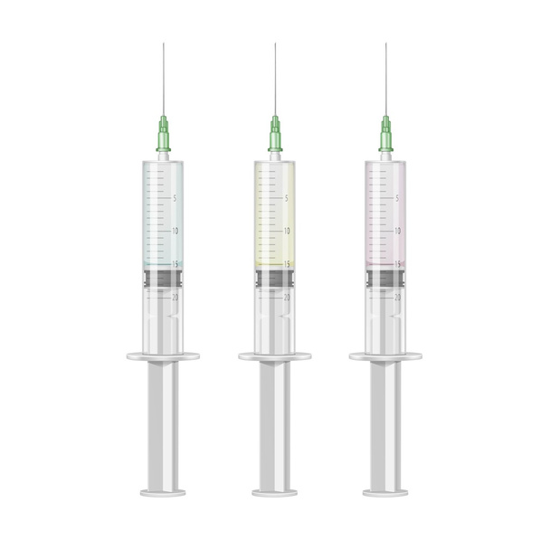 Vector Plastic Medical Syringe Isolated on White - Vektor, Bild