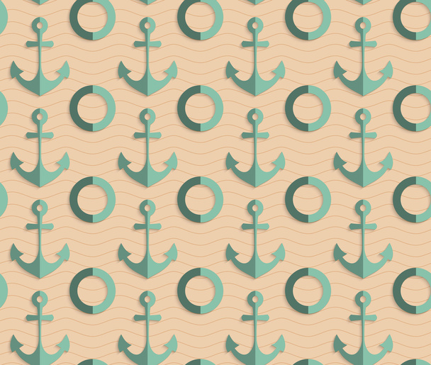 Retro fold sea green anchors - Vector, Image