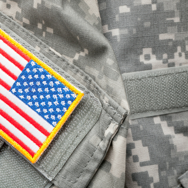 US flag shoulder patch on military uniform - studio shot - Photo, Image