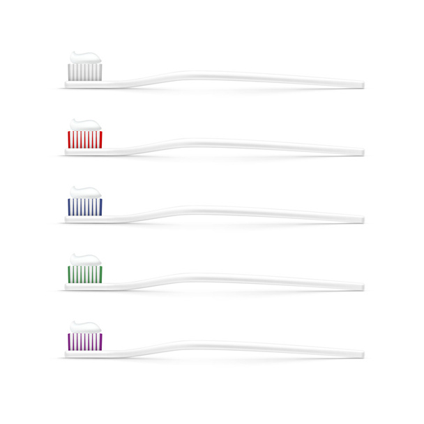 Vektor-Set von Zahnbürsten isoliert auf weiß - Vektor, Bild