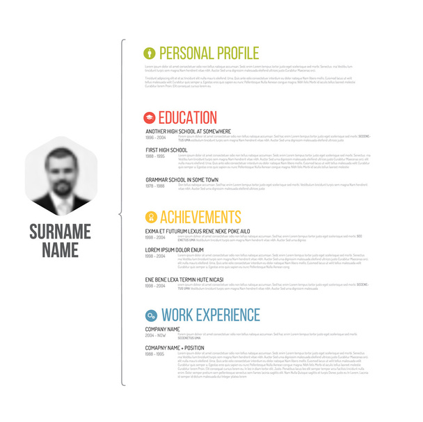 resume template with profile photo - Διάνυσμα, εικόνα