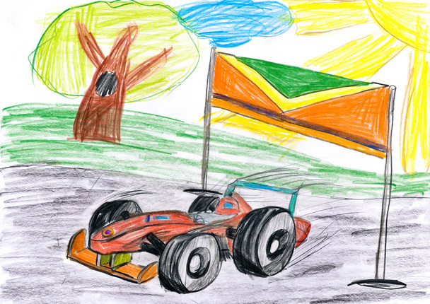 corse di auto sportive. disegno dei bambini
 - Foto, immagini