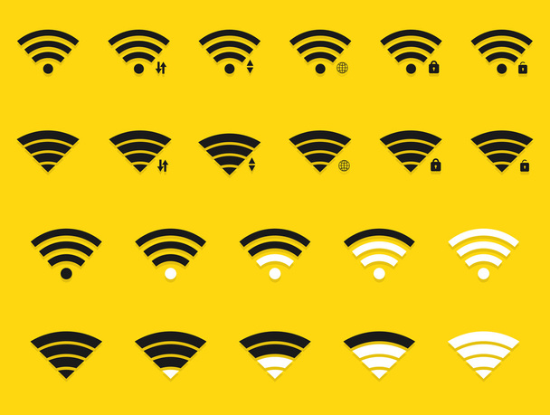 Ícones wifi modernos vetoriais definidos em amarelo
 - Vetor, Imagem