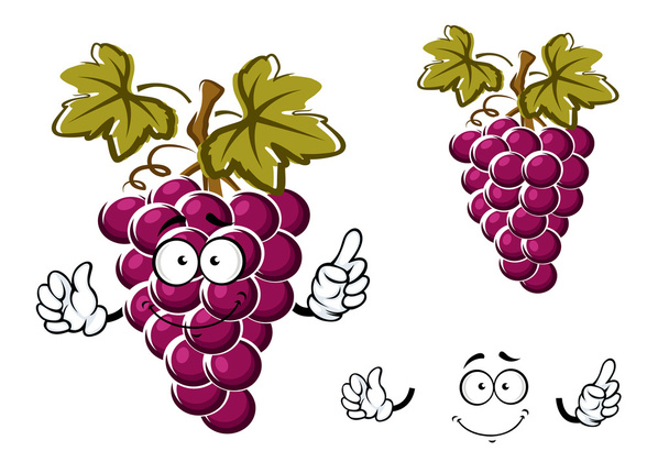 Personaje de fruta de uva púrpura de dibujos animados
 - Vector, Imagen