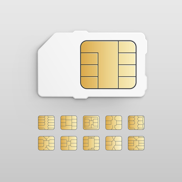 Вектор Мобільний стільниковий телефон Sim Card чип набір
 - Вектор, зображення