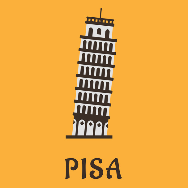 Icon of Pisa Tower in flat styl - Vector, Image