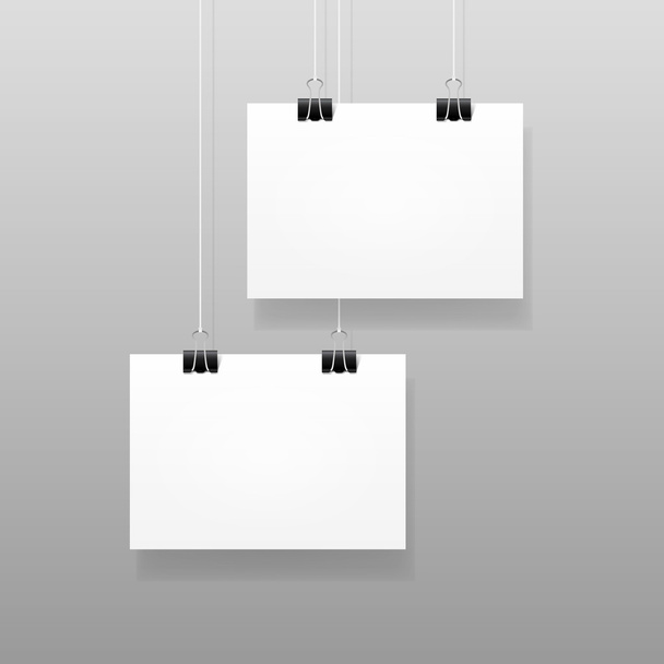 Vektori valkoinen tyhjä paperi seinä juliste malli
 - Vektori, kuva