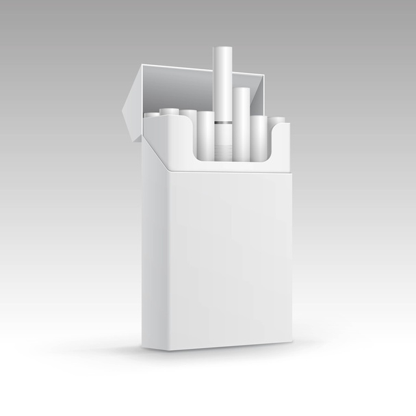 nyitott doboz cigarettát elszigetelt háttér - Vektor, kép