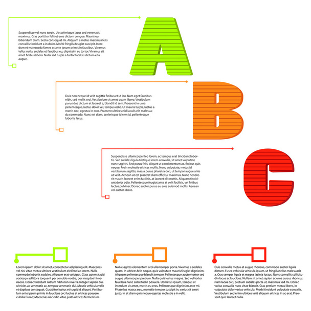 vector letters A, B, C, option items with text - Wektor, obraz
