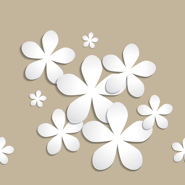 αφηρημένο 3d χαρτί λουλούδι μοτίβο διάνυσμα σε ανοιχτό καφέ φόντο - Διάνυσμα, εικόνα