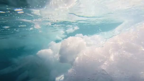 víz alatti felület jeges sarki jégsapka kiolvasztás - Felvétel, videó