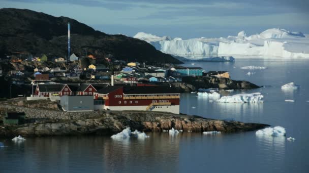 Ilulissat harbor and Disko Bay and glacier - Footage, Video