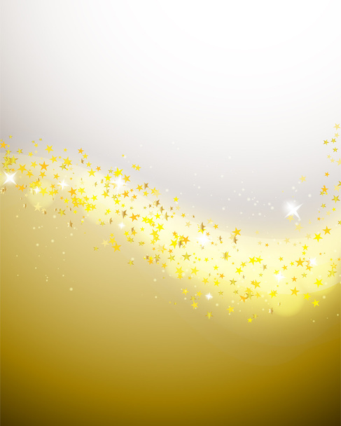  金色の背景に流れる星 - ベクター画像