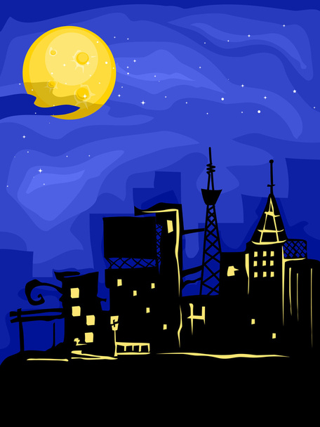 Miasto pełni księżyca - Zdjęcie, obraz