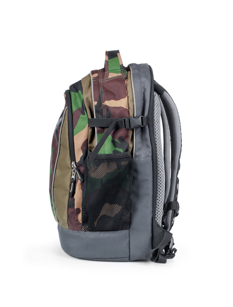 Isolated Army Camouflage backpack on white background - 写真・画像