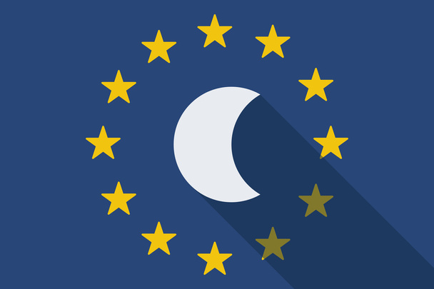 Avrupa Birliği uzun gölge bayrak bir moon ile - Vektör, Görsel