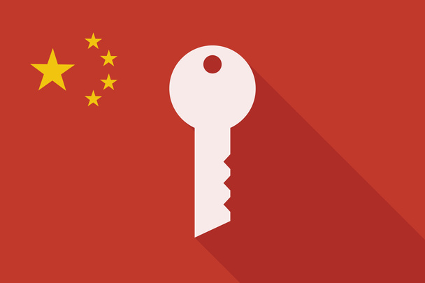 Chiny długi cień bandery z kluczem - Wektor, obraz