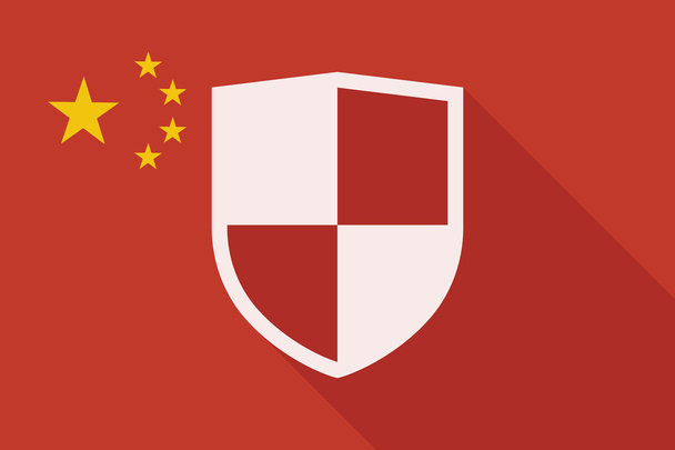 Bandera de sombra larga de China con escudo
 - Vector, Imagen