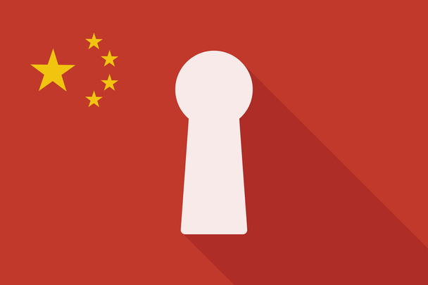Chiny długi cień bandery z kluczem - Wektor, obraz