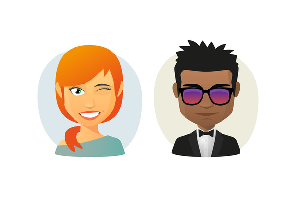 Set di avatar di cartoni animati maschili e femminili
 - Vettoriali, immagini