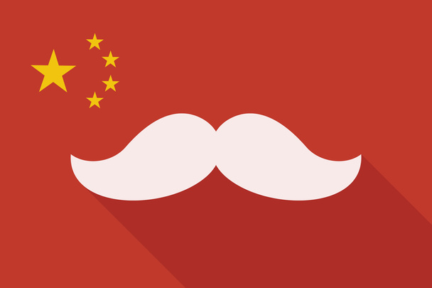 China long shadow flag with a moustache - Vector, Image