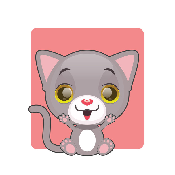 Cute gray cat sitting - Vettoriali, immagini
