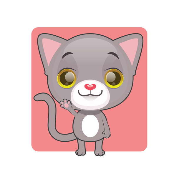 Cute gray kitten waving - Вектор,изображение
