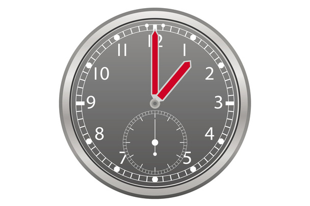 Grey clock with red arrow illustration - Vector, Image