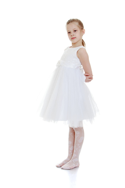 Beautiful ballerina girl in white dress - 写真・画像
