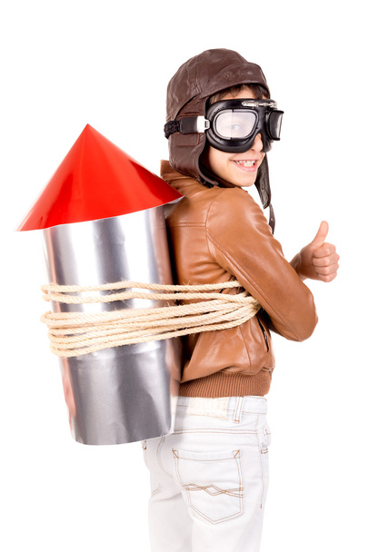 boy with home made rocket - Photo, Image