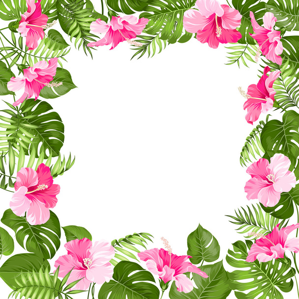 Tropical flower frame. - Vector, Image