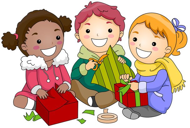dzieci pakowania prezentów - Zdjęcie, obraz