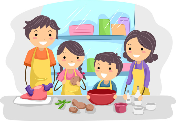 Семья на кухне - Фото, изображение