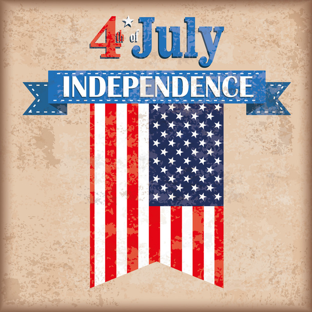 Vintage Background 4th July Flag USA - Διάνυσμα, εικόνα