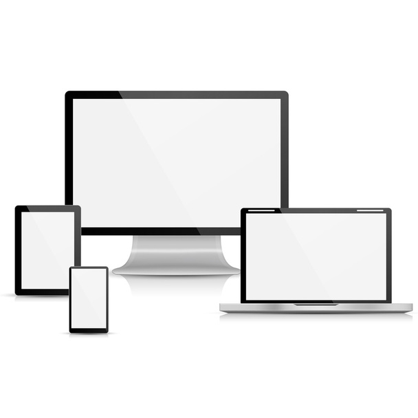 συλλογή από ρεαλιστική διάνυσμα lap-top, υπολογιστής ταμπλετών, πρότυπο οθόνη και κινητό τηλέφωνο - Διάνυσμα, εικόνα