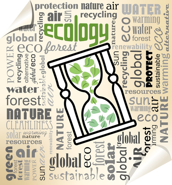 Ecology environmental theme with glashour on typographic background, EPS10 vector. Suitable in environmental presentation or edu - Vektor, obrázek