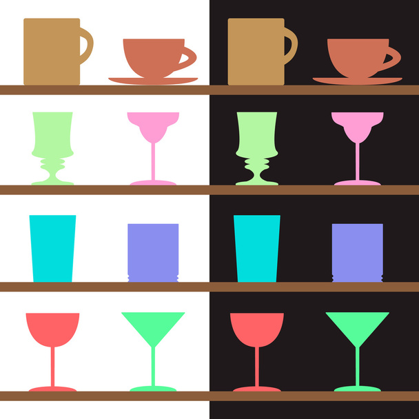 gobelets, tasses, silhouettes en verre
 - Vecteur, image