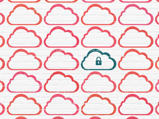 Cloud computing koncepció: felhő a lakat ikon háttér - Fotó, kép