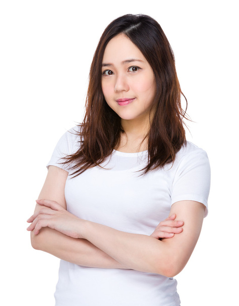Mujer joven asiática en camiseta blanca
 - Foto, Imagen