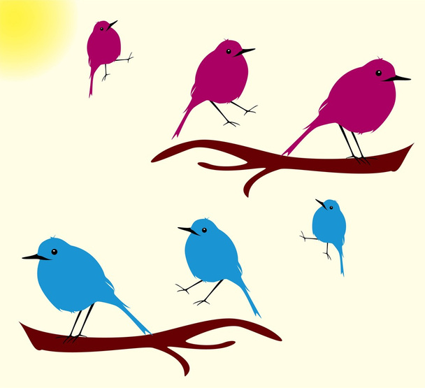 bird in the tree illustration - Vektor, obrázek