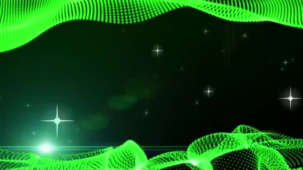 Γραφικά στοιχεία κίνησης καρέ πράσινα. γραφικό κύμα. το σχήμα είναι σωματίδια. Bg - Πλάνα, βίντεο