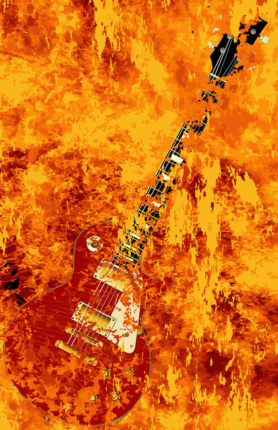 égő gitár - Vektor, kép