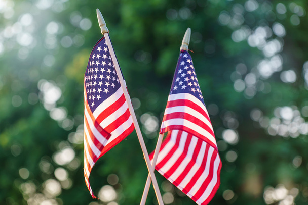 american flags on background - Fotó, kép