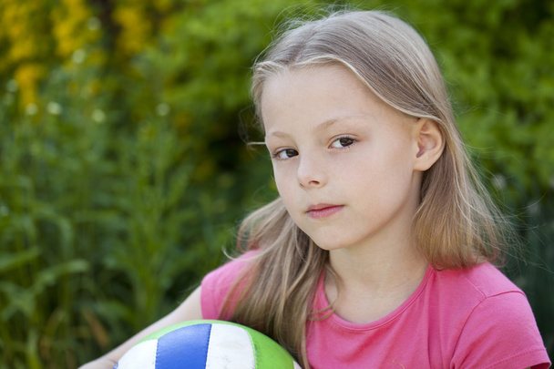 Close up portrait of a six year little girl, against background  - Fotoğraf, Görsel