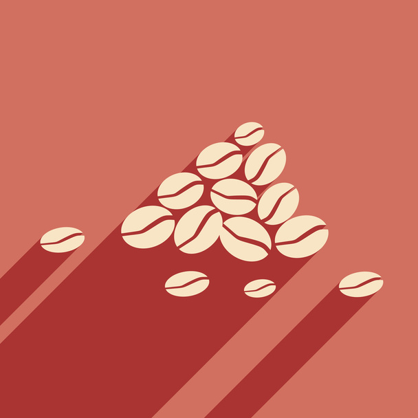 Flat com ícone de sombra e grãos de café aplicação móvel
 - Vetor, Imagem