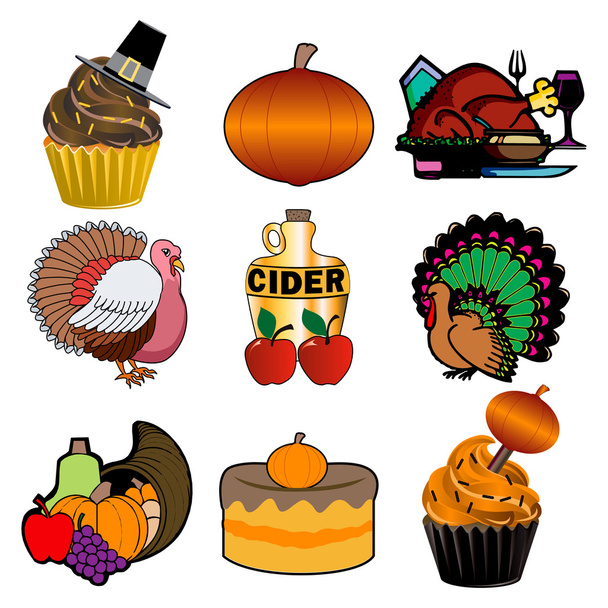Thanksgiving Icons 3 - Vettoriali, immagini