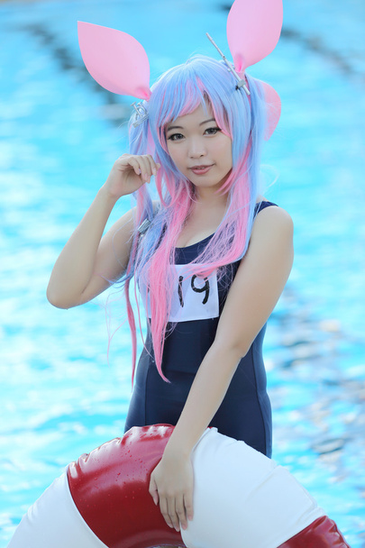 Chica asiática cosplay con traje de baño
 - Foto, Imagen