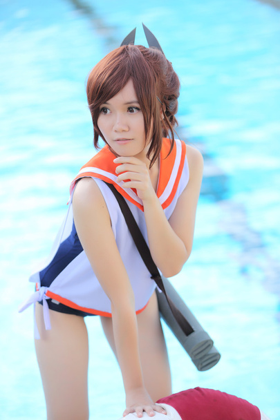 Asian girl cosplay with swimsuit - Photo, Image
