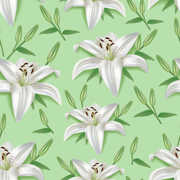 Stylish seamless pattern with 3d flower lily - ベクター画像