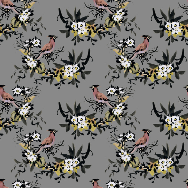 forest birds pattern - Foto, Bild
